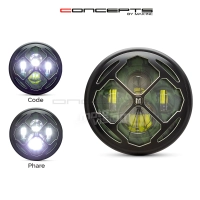 Phare avant led 7,7" phare et code rukis grill