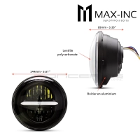 Phare avant 14,6cm/5.75" - insert feux de jour led noir