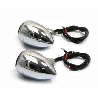 Paire de clignotants type phare cafe racer chromé