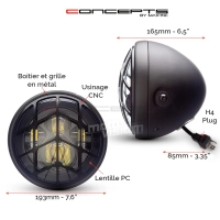 Phare avant led 7,7" phare et code spyder grill