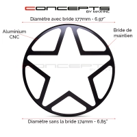 Grille de phare  7" aluminium cnc big star grill design