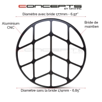 Grille de phare  7" aluminium cnc spyder grill design