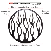Grille de phare  7" aluminium cnc flame grill design