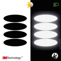 Stickers black oval™ - 4 autocollants rétro réfléchissants casque moto noir