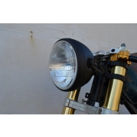 Phare avant universel 19 cm métal noir mat