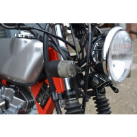 Paire de clignotants avant classique baril aluminium noir mat