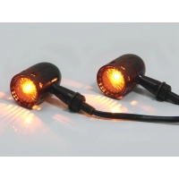 Paire de clignotants cafe racer chromé noir