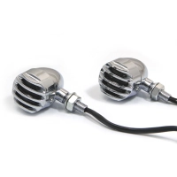 Paire de clignotants avant "prison bar" aluminium chromé