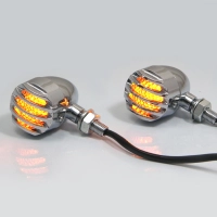 Paire de clignotants avant "prison bar" aluminium chromé