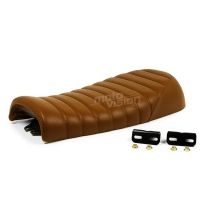 Selle brune café racer cuir universelle 52 cm