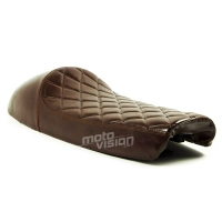 Selle brune café racer cuir universelle 65cm