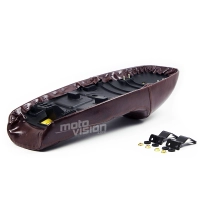 Selle brune café racer cuir universelle 65cm