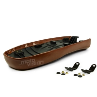 Selle brune café racer cuir universelle 62cm