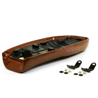 Selle brune café racer cuir universelle 62cm