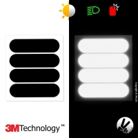 Stickers réfléchissants black standard™ - 4 bandes rétro réfléchissants noir casque moto