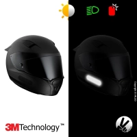 Stickers réfléchissants black standard™ - 4 bandes rétro réfléchissants noir casque moto