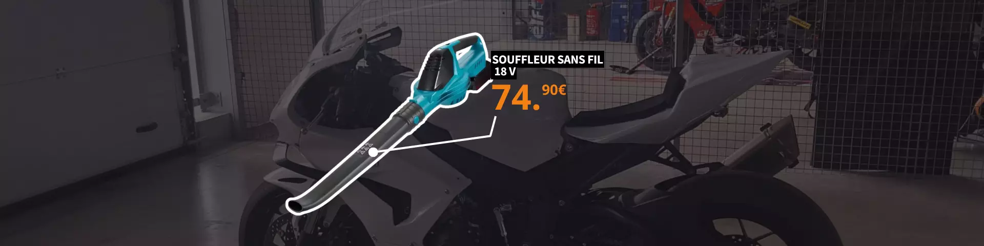 Souffleur air moto sans fil 18V haute puissance refroidissement paddock