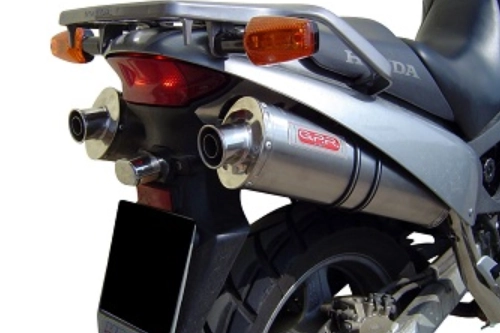 GPR Satinox Scarico Omologato Per Honda Varadero 1000 (1999-2011) - Coppia Terminali In Acciaio Inox Con Raccordo - 2