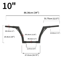 Guidon z bar noir 10"/12"/14"/16"/18" harley davidson softail sportster xl 883-1200