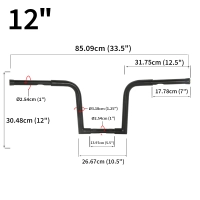 Guidon z bar noir 12"/14"/16" harley davidson sportster touring road king glides 883 1200