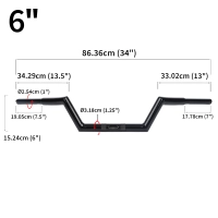 Guidon z bar noir 6" harley davidson road glide king / fltr / flhr - 2015-2016