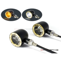 Paire de clignotants avant 2 fonctions noire et laiton