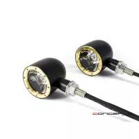 Paire de clignotants avant 2 fonctions noire et laiton