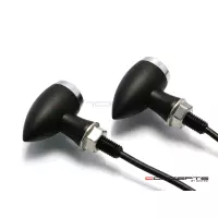Paire de clignotants chubby noire mat et chrome