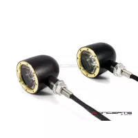 Paire de clignotants avant 2 fonctions noire et laiton