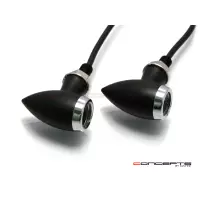 Paire de clignotants chubby noire mat et chrome