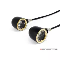 Paire de clignotants avant 2 fonctions noire et laiton