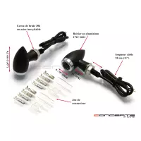 Paire de clignotants chubby noire mat et chrome