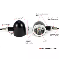 Paire de clignotants avant 2 fonctions noire et laiton