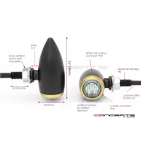 Paire de clignotants avant chubby xl noire et laiton
