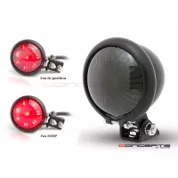 Mini feu arrière 7,6 cm noir, noir et chrome ou chrome