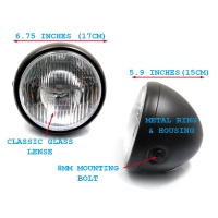 Phare avant universel 17cm noir ou chrome mat