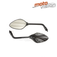 Paire de rétroviseurs noirs en aluminium (universel)