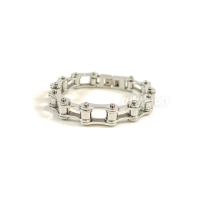 Bracelet chaîne moto couleur argent maillons fins