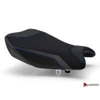 Couvre selle team suzuki pilote luimoto suzuki gsxr 1000 (17-18 ) noir et coutures bleues