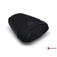 Couvre selle team suzuki passager luimoto suzuki gsxr 1000 (17-18 )  noir et coutures bleues