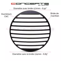 Grille de phare  7" aluminium cnc vent grill design