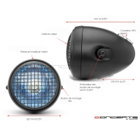 Phare avant avec grille noir avec compteur digital intégré