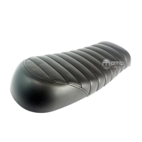 Selle noire café racer cuir universelle 51 cms