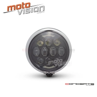 Phare universel noir et chromé en métal 15,6 cm, position/phare