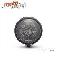 Phare universel noir et chromé en métal 15,6 cm, position/phare