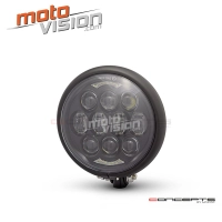 Phare universel noir et chromé en métal 15,6 cm, position/phare