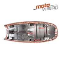 Selle brune café racer cuir universelle 62cm