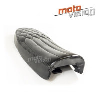 Selle noire café racer cuir universelle 62cm