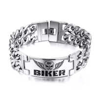 Bracelet double chaîne biker