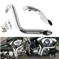 Ligne d'échappement 1 3/4" chrome pour harley davidson softail bobber chopper touring dyna fxd / fxdwg